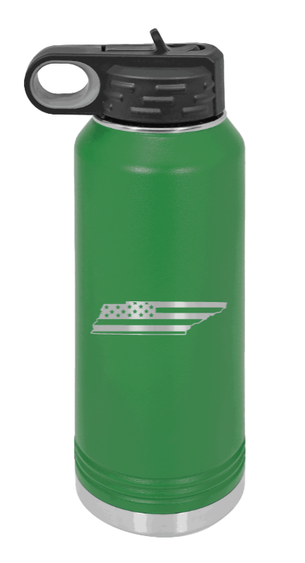 Tennessee Flag - 32oz Water Bottle Laser Engraved- Green