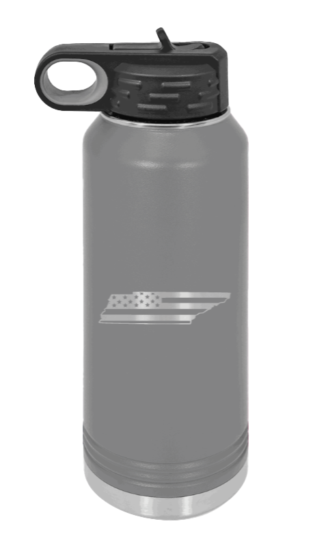 Tennessee Flag - 32oz Water Bottle Laser Engraved- Dark Grey