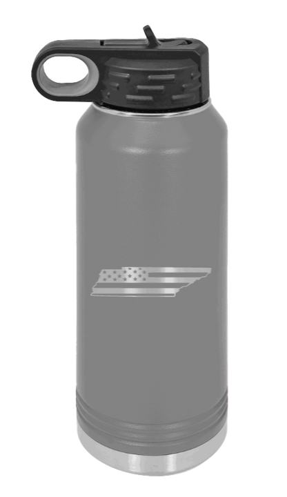 Tennessee Flag - 32oz Water Bottle Laser Engraved- Dark Grey
