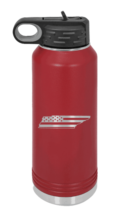 Tennessee Flag - 32oz Water Bottle Laser Engraved- Maroon