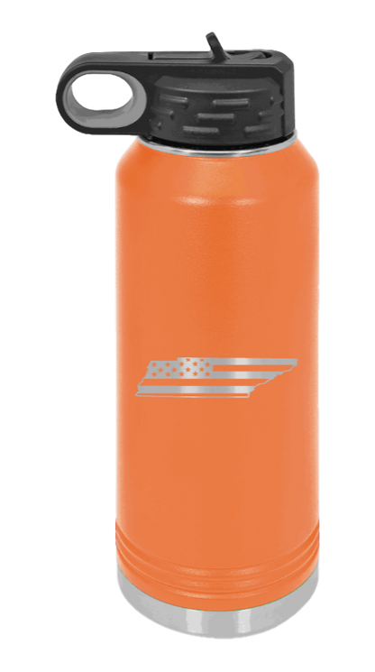 Tennessee Flag - 32oz Water Bottle Laser Engraved- Orange