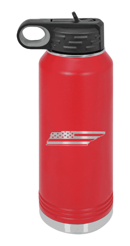 Tennessee Flag - 32oz Water Bottle Laser Engraved- Red