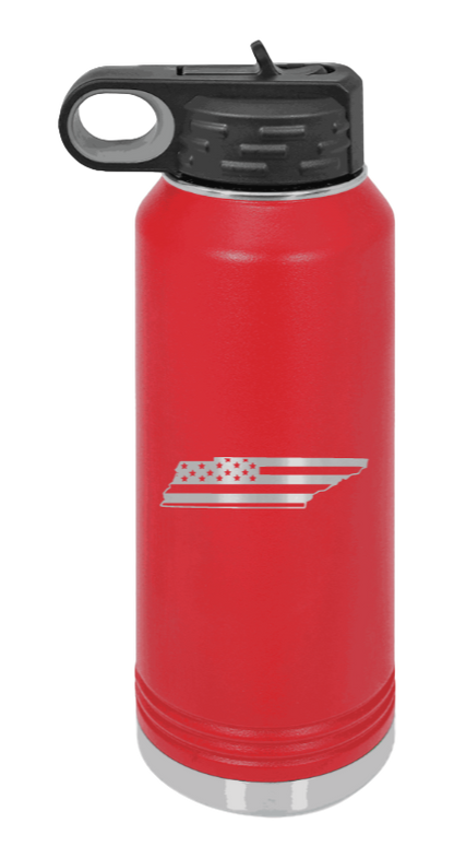 Tennessee Flag - 32oz Water Bottle Laser Engraved- Red