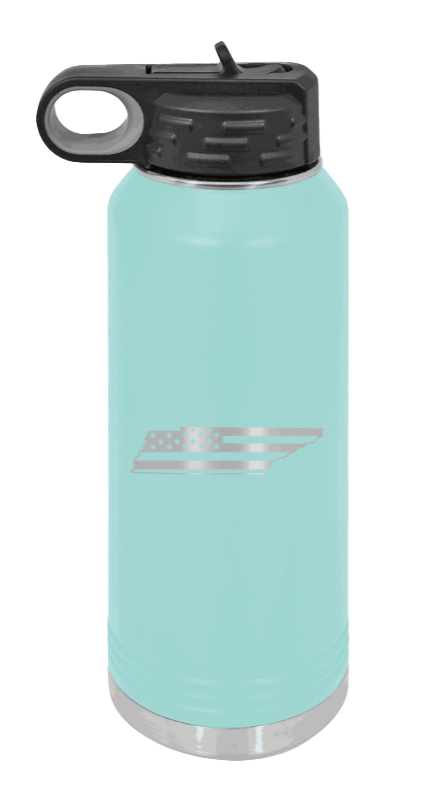 Tennessee Flag - 32oz Water Bottle Laser Engraved- Teal