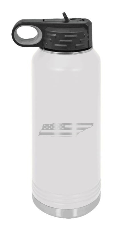 Tennessee Flag - 32oz Water Bottle Laser Engraved- White