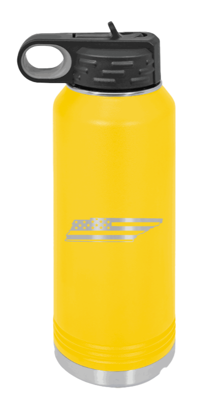 Tennessee Flag - 32oz Water Bottle Laser Engraved- Yellow