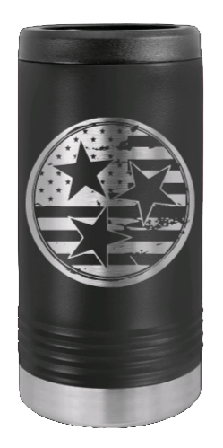 Tennessee Tri-Star Flag Laser Engraved Slim Can Insulated Koosie