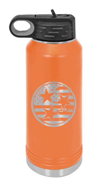 Tennessee Tristar Flag - 32oz Water Bottle Laser Engraved- Orange