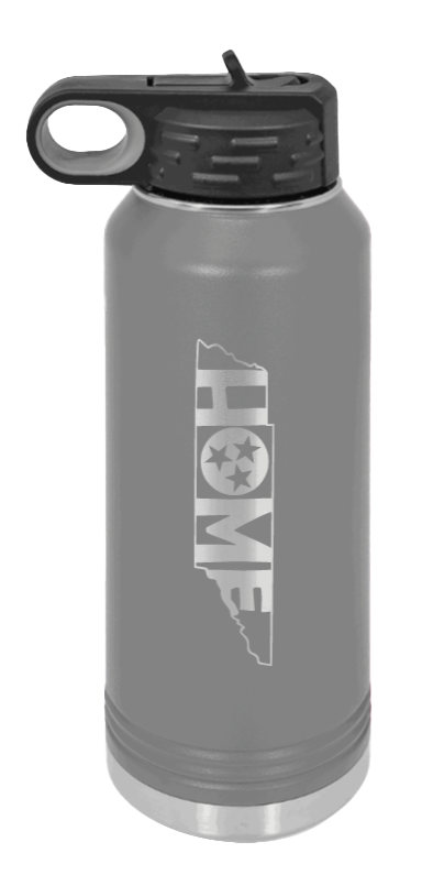 Tennessee Home - 32oz Water Bottle Laser Engraved- Dark Grey