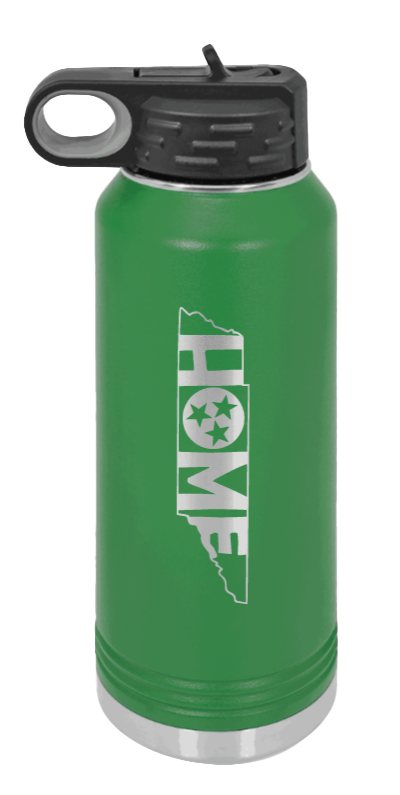 Tennessee Home - 32oz Water Bottle Laser Engraved- Green