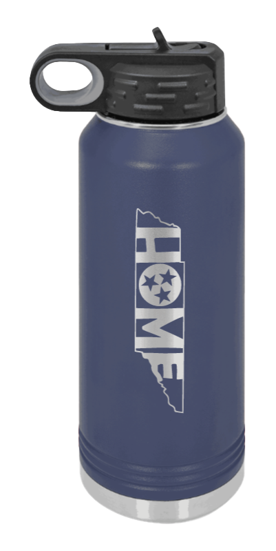 Tennessee Home - 32oz Water Bottle Laser Engraved- Navy