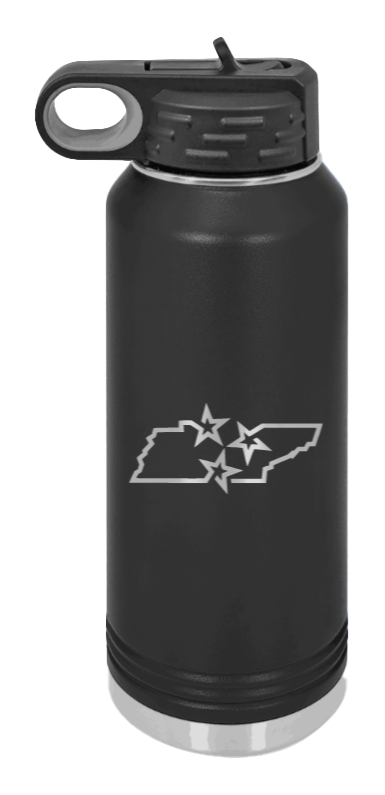 Tennessee Tristar State - 32oz Water Bottle Laser Engraved- Black
