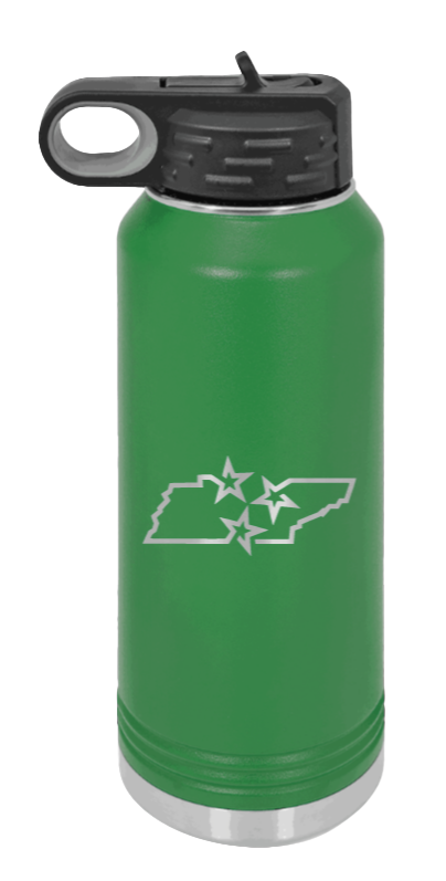 Tennessee Tristar State - 32oz Water Bottle Laser Engraved- Green