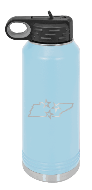 Tennessee Tristar State - 32oz Water Bottle Laser Engraved- Light Blue