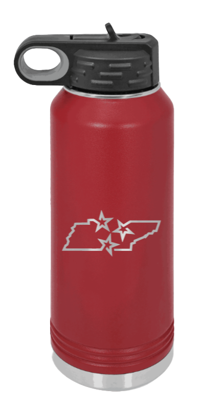 Tennessee Tristar State - 32oz Water Bottle Laser Engraved- Maroon