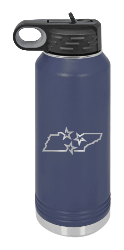 Tennessee Tristar State - 32oz Water Bottle Laser Engraved- Navy