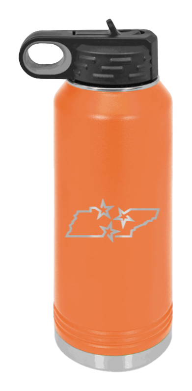 Tennessee Tristar State - 32oz Water Bottle Laser Engraved- Orange