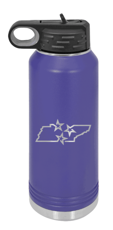 Tennessee Tristar State - 32oz Water Bottle Laser Engraved- Purple