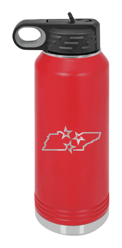 Tennessee Tristar State - 32oz Water Bottle Laser Engraved- Red