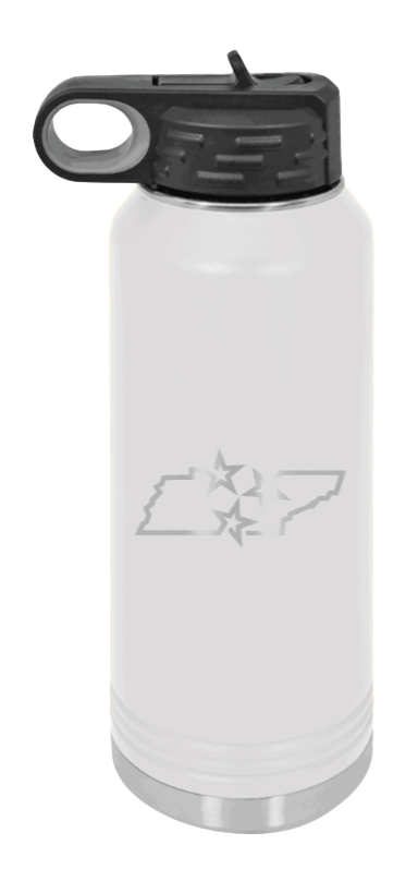 Tennessee Tristar State - 32oz Water Bottle Laser Engraved- White