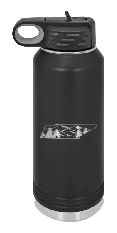 Tennessee Mountains - 32oz Water Bottle Laser Engraved- Black