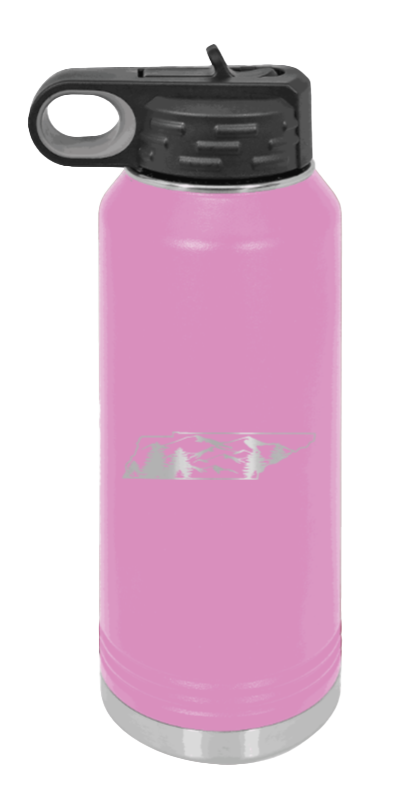 Tennessee Mountains - 32oz Water Bottle Laser Engraved- Light Purple