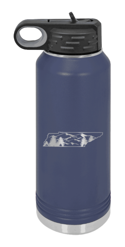 Tennessee Mountains - 32oz Water Bottle Laser Engraved- Navy