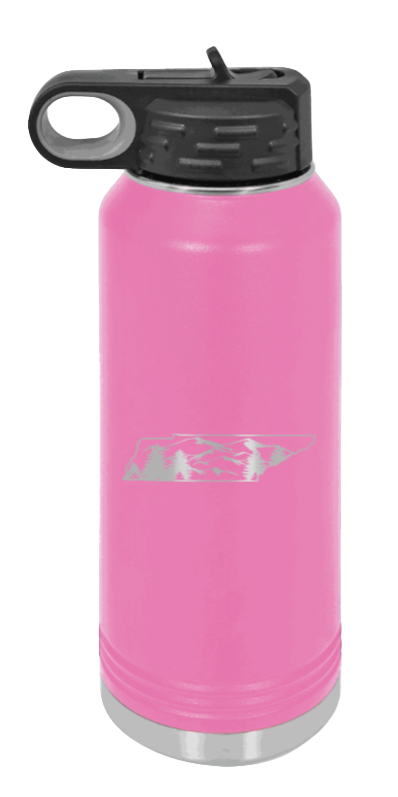 Tennessee Mountains - 32oz Water Bottle Laser Engraved- Pink