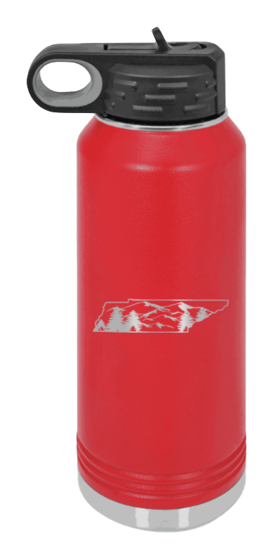 Tennessee Mountains - 32oz Water Bottle Laser Engraved- Red