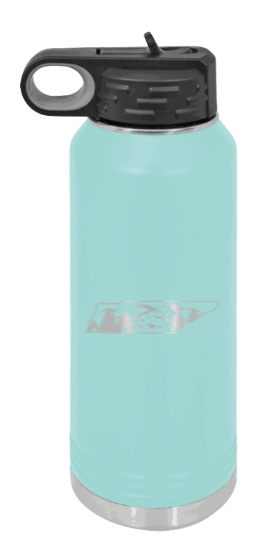 Tennessee Mountains - 32oz Water Bottle Laser Engraved- Teal