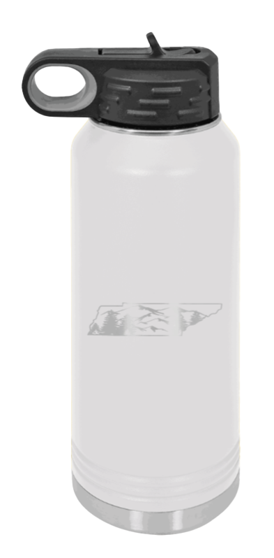 Tennessee Mountains - 32oz Water Bottle Laser Engraved- White