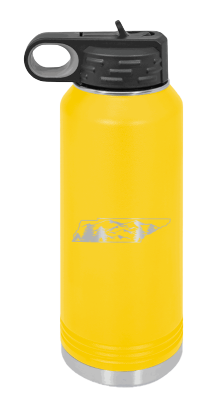 Tennessee Mountains - 32oz Water Bottle Laser Engraved- Yellow
