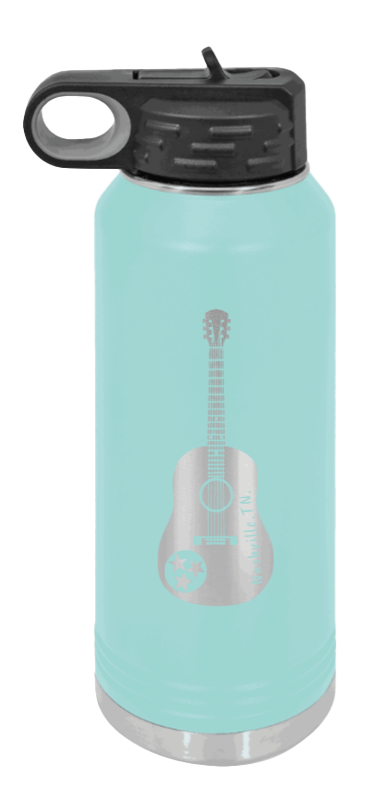 Tennessee Guitar - 32oz Water Bottle Laser Engraved- Teal