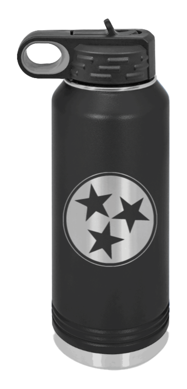 Tennessee Tristar - 32oz Water Bottle Laser Engraved- Black