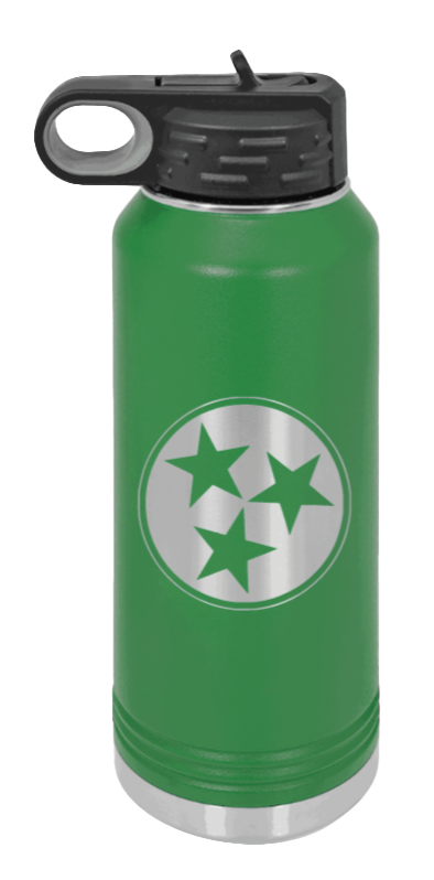Tennessee Tristar - 32oz Water Bottle Laser Engraved- Green