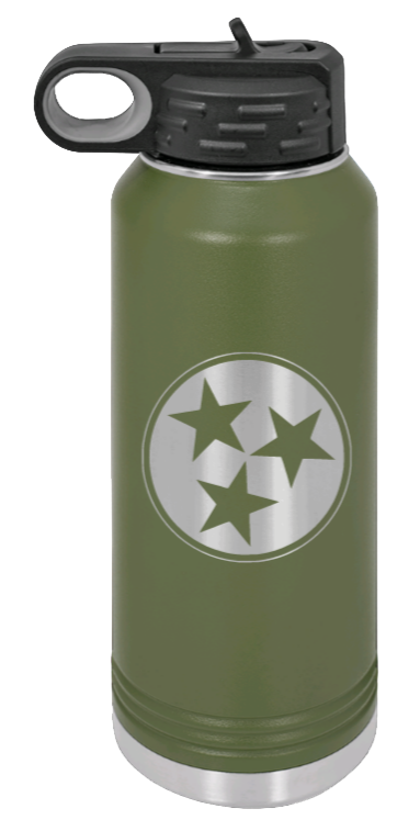 Tennessee Tristar - 32oz Water Bottle Laser Engraved- Olive