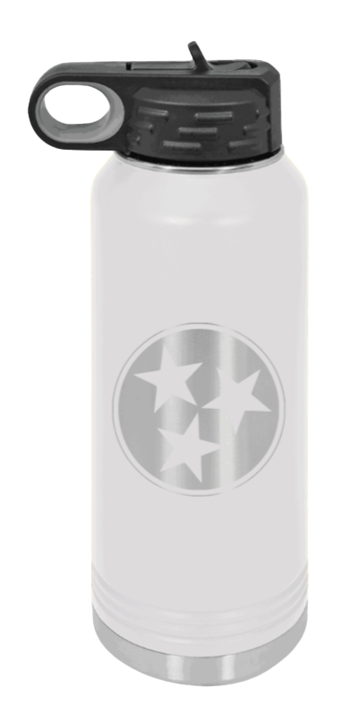 Tennessee Tristar - 32oz Water Bottle Laser Engraved- White