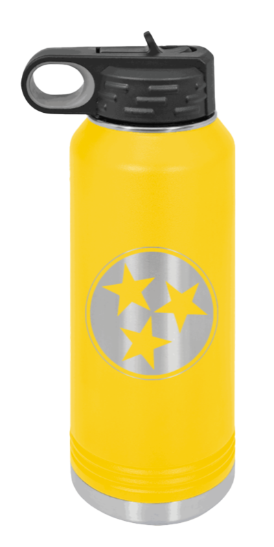 Tennessee Tristar - 32oz Water Bottle Laser Engraved- Yellow