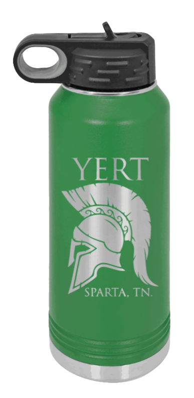Yert -Sparta, TN - 32oz Water Bottle Laser Engraved- Green