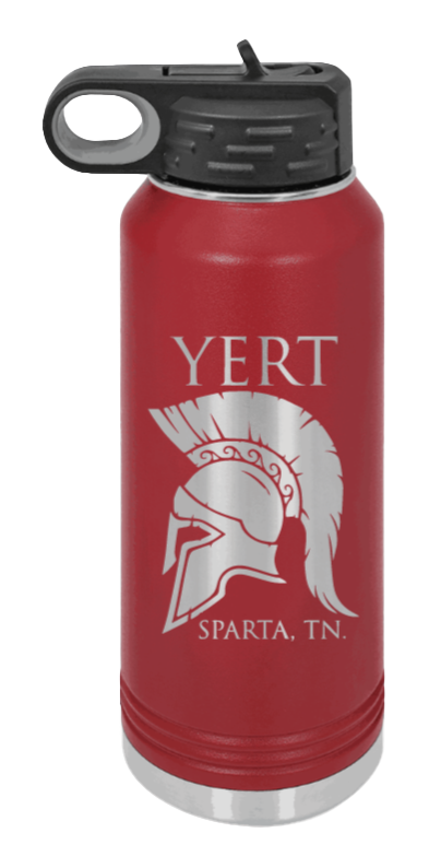 Yert -Sparta, TN - 32oz Water Bottle Laser Engraved- Maroon