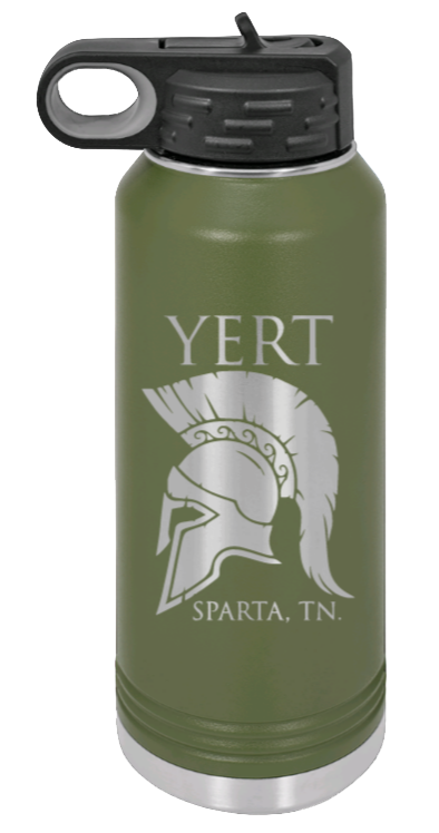 Yert -Sparta, TN - 32oz Water Bottle Laser Engraved- Olive