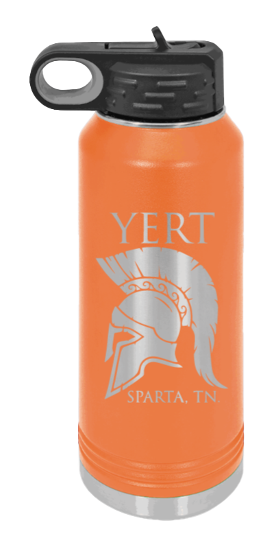 Yert -Sparta, TN - 32oz Water Bottle Laser Engraved- Orange