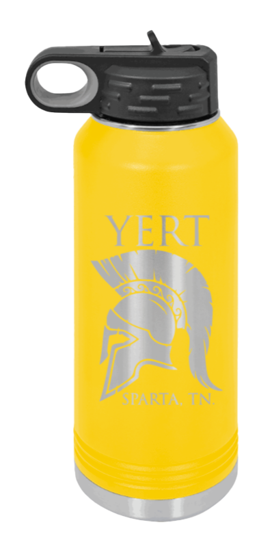 Yert -Sparta, TN - 32oz Water Bottle Laser Engraved- Yellow