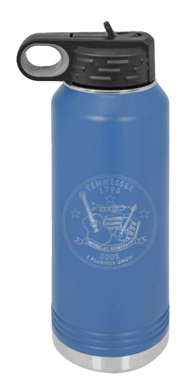 TN Coin - 32oz Water Bottle Laser Engraved- Royal Blue