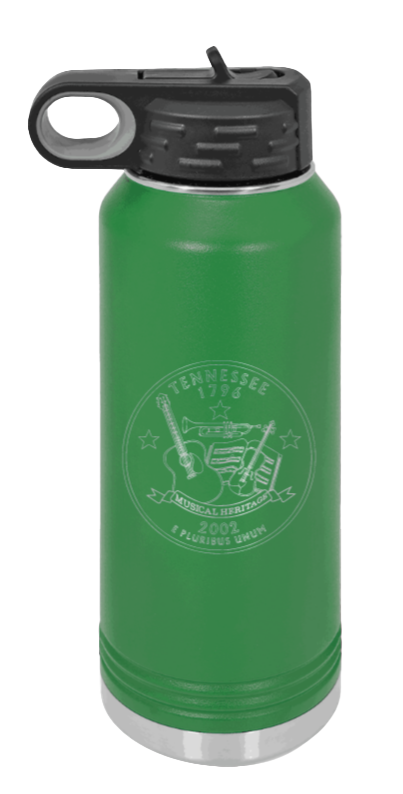 TN Coin - 32oz Water Bottle Laser Engraved- Green