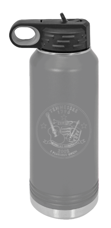 TN Coin - 32oz Water Bottle Laser Engraved- Dark Grey