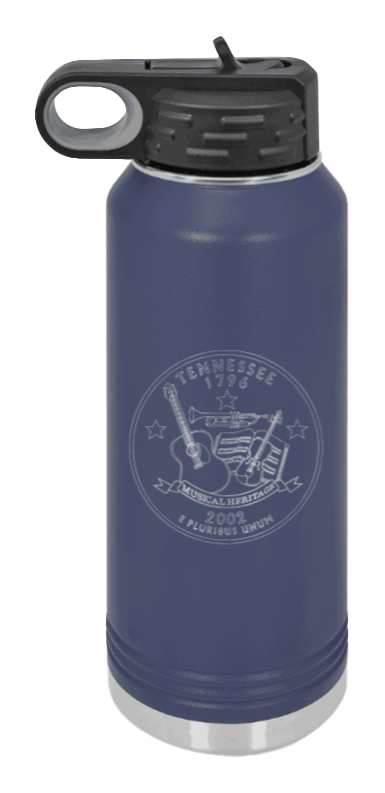 TN Coin - 32oz Water Bottle Laser Engraved- Navy