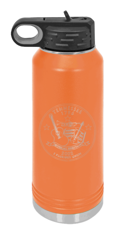 TN Coin - 32oz Water Bottle Laser Engraved- Orange