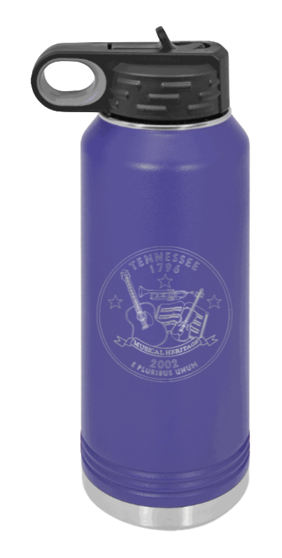 TN Coin - 32oz Water Bottle Laser Engraved- Purple