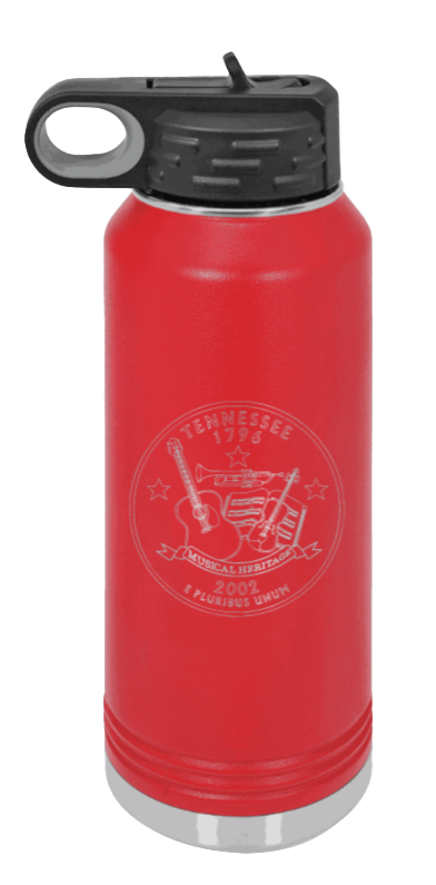 TN Coin - 32oz Water Bottle Laser Engraved- Red